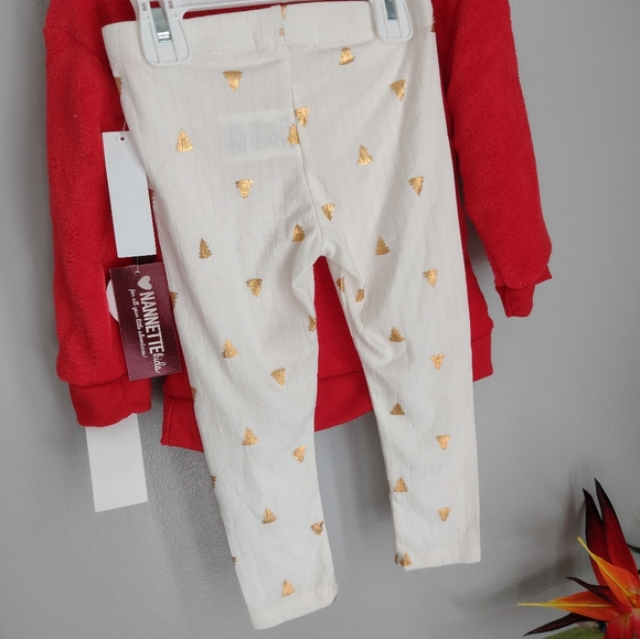 NWT NANETTE BABY  3PIECE REINDEER FACE AND LEGGING SET WITH SCRUNCHIE - Picture 7 of 8